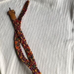 Woman’s large breaded leather and fabric belt